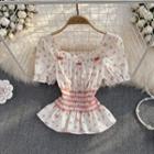 Square Neck Floral Crop Blouse