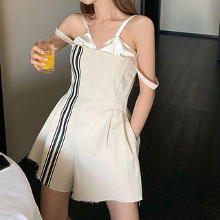Spaghetti Strap Striped Wide Leg Romper