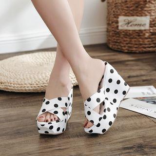 Wedge-heel Platform Dotted Sandals