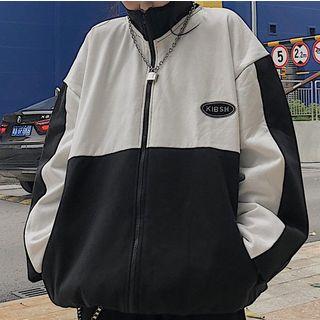 Letter Embroidered Turtleneck Zip Jacket
