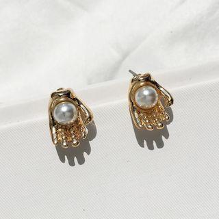 Faux Pearl Alloy Palm Earring