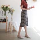 Slit-back Patterned Midi Skirt