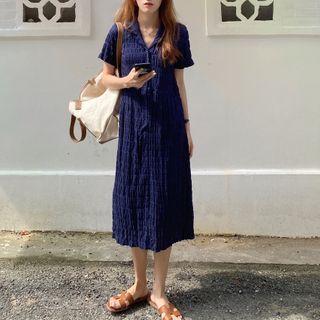 Short-sleeve Ruffled Shirt Dress