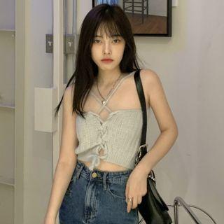 Reversible Knit Camisole Top Gray - One Size