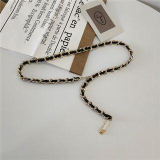 Chain Detail Faux Leather Belt Gold - One Size