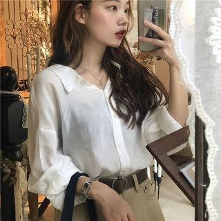 Pointed Collar Plain Shirt