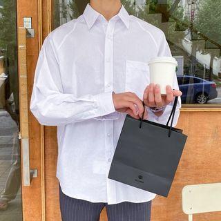 Raglan-sleeve Pocket-front Boxy Shirt