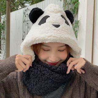 Panda Fleece Hooded Scarf