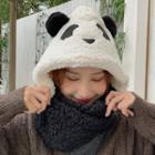 Panda Fleece Hooded Scarf
