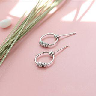 Hoop Stud Earring 1 Pair - Silver - One Size