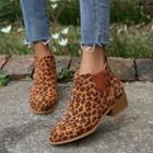 Leopard Print Block Heel Ankle Boots
