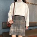 Plaid Tweed Mini Pencil Skirt