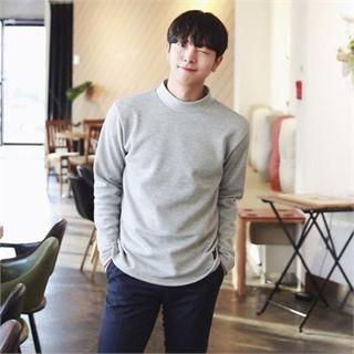 Plain Mock-neck Boxy-hem Pullover