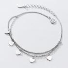 Heart Layered Sterling Silver Bracelet 1pc - Silver - One Size