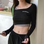 Long Sleeve Mock Two Piece Cropped T-shirt