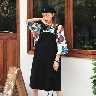 3/4-sleeve Print Shirt / Jumper Dress