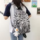 Animal Printed Buckled Canvas Backpack