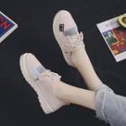 Faux Suede Paneled Lace-up Platform Shoes