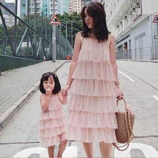 Family Matching Set: Spaghetti Strap Layered Dress