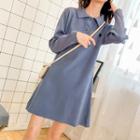 Heart Embroidered Long-sleeve Knit Dress