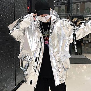Patent Zip-up Hooded Jacket