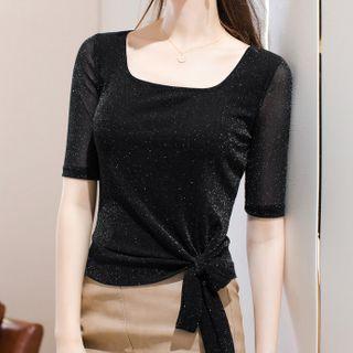 Glitter Short-sleeve Dance Top