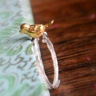 925 Sterling Silver Bird Open Ring Silver - One Size