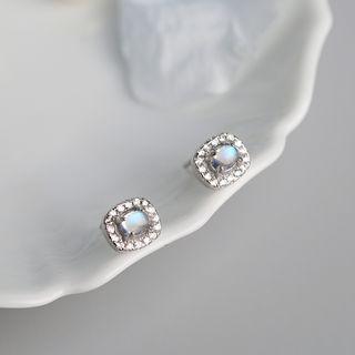Retro Moonstone Earring 1 Pair - Stud Earrings - One Size