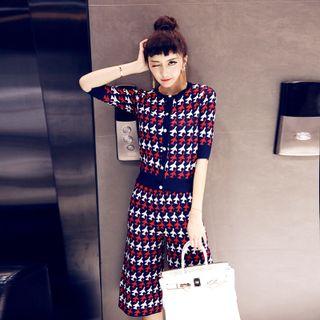 Set: Airplane Print Cardigan + Wide Leg Capri Pants