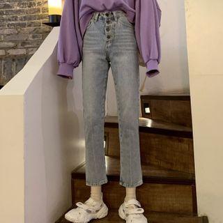 Crop Slit Straight Fit Pants