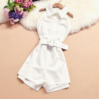 Halter-neck Belted Romper