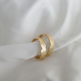 Irregular Alloy Hoop Earring 1 Pair - S925 Silver - Gold - One Size