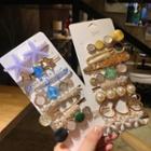 Set Of 8: Faux Pearl / Resin / Alloy Hair Clip