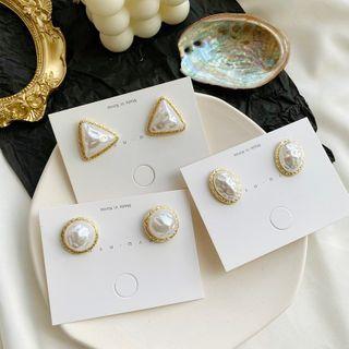Geometric Faux Pearl Earring