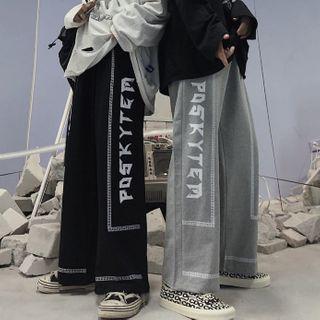 Letter Print Straight Cut Pants