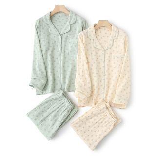 Long-sleeve Floral Print Shirt / Pants