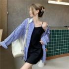 Striped Shirt / Spaghetti Strap Sheath Dress