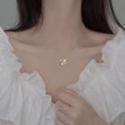 Cat Eye Stone Flower Pendant Necklace Necklace - Clover - One Size