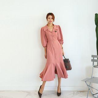 Wide-collar Long Mermaid Shirtdress