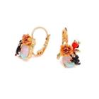 Fashion And Elegant Plated Gold Enamel Flower Animal Earrings With Cubic Zirconia Golden - One Size