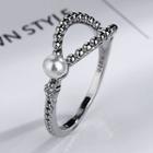 Faux Pearl Alloy Ring Silver - No.14
