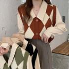 Mock Two-piece Diamond Long-sleeve Top