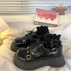 Heart Buckle Platform Lace-up Shoes