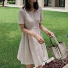 Short-sleeve Button Mini A-line Dress