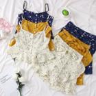 Set: Floral Top + Ruffled Mini Skirt