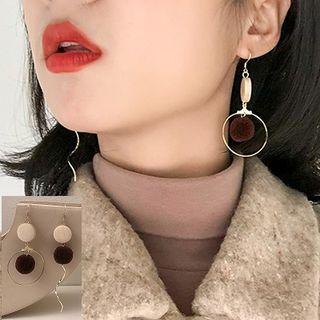 Non Matching Pom Pom Drop Earring As Shown In Figure - One Size