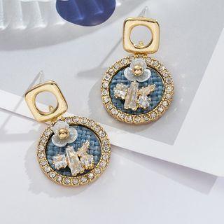 Flower Rhinestone Alloy Dangle Earring Stud Earring - 1 Pair - S925 Silver Stud - Gold - One Size