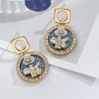 Flower Rhinestone Alloy Dangle Earring Stud Earring - 1 Pair - S925 Silver Stud - Gold - One Size