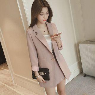 Set: Pinstriped Blazer + A-line Mini Skirt