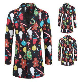 Christmas Jacquard Long Blazer